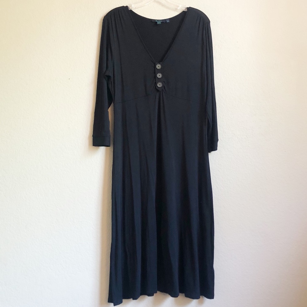 Boden Black 3/4 Sleeve V-Neck Maxi Dress 16R